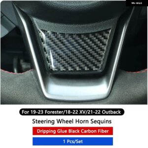スバル ステアリングホイール トリム ブラックカーボン ステアリングホイール ステッカー スパンコール フォレスター 19-23 XV 18-2 - SteeringWheel Sequin