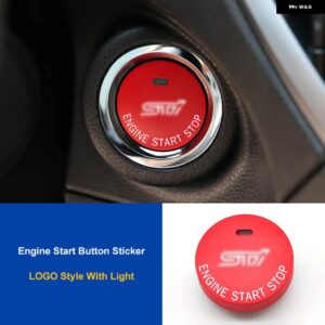 スバル エンジン スタートストップボタン カバー ステッカー 交換用レッド フォレスターアウトバック XV BRZ インプレッサ 2015-20 - Red B