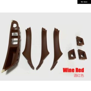 BMW 左ハンドル LHD 5シリーズ F10 F11 黒車内 インナードア ハンドルパネル プルトリム カバー - wine red -7PCS