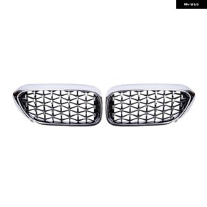 BMW ペアフロントバンパー キドニーグリル グリルダイヤモンドメテオスタイル 5シリーズ G30 G38 2017-20 自動 - all silver