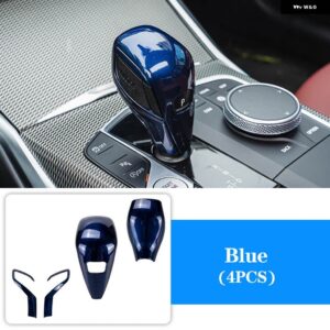 BMW カーボン ギアシフト ノブ ABS トリム ハンドルカバー 2 3 4シリーズ G20 G21 X3 G01 X4 G02 G29 G22 G26 F40 F44 G42 20-22 - Blue 4PCS