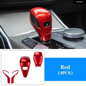 BMW カーボン ギアシフト ノブ ABS トリム ハンドルカバー 2 3 4シリーズ G20 G21 X3 G01 X4 G02 G29 G22 G26 F40 F44 G42 20-22 - Red 4Pcs