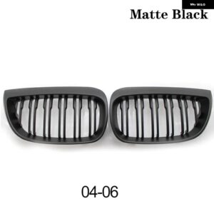 BMW カースタイリングデュアルスラットフロント キドニーグリル レーシング グリル交換 E81 E87 E82 E88 120I 128I 130I 1シリーズ 2004-2011 - Matte Black 04-06