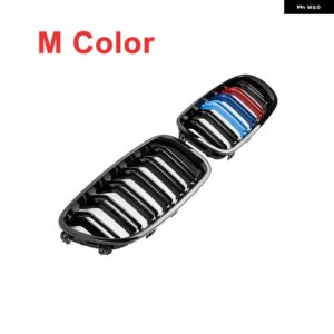 BMW ペア M カラーデュアルスラットスタイルフロント キドニーグリル グリル F10 F11 F18 5シリーズ 2009-2016 レーシング グリルカー - M Color