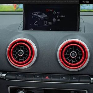 アウディ エアベント リング A3 S3 Q2L 4ピース 赤黒インナーアウトエアコン 装飾 リング インテリア - Red inner ring