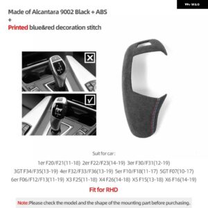 BMW ギアシフト ノブパネル F20 F30 F10 F31 F32 F36 F34 F22 X3 X4 X5 X6 製アルカンターラカバー トリム インテリア - 9002 Black A RHD