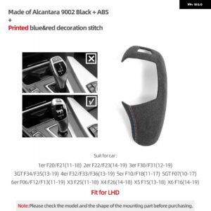 BMW ギアシフト ノブパネル F20 F30 F10 F31 F32 F36 F34 F22 X3 X4 X5 X6 製アルカンターラカバー トリム インテリア - 9002 Black A LHD