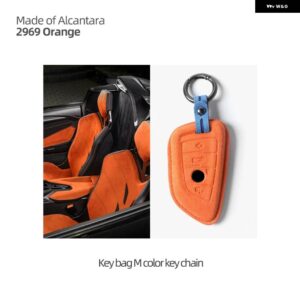 BMW 車リモートキーケースカバー アルカンターラ G20 G30 X3 G01 F25 X5 F15 X6 F16 F10 F07 F30 F32 F20 1 3 5 7シリーズ - 2969 orange