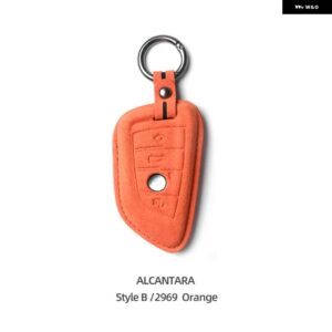 BMW 車リモートキーケースカバー アルカンターラ G20 G30 X3 G01 F25 X5 F15 X6 F16 F10 F07 F30 F32 F20 1 3 5 7シリーズ - Style B Orange