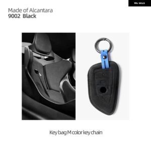 BMW 車リモートキーケースカバー アルカンターラ G20 G30 X3 G01 F25 X5 F15 X6 F16 F10 F07 F30 F32 F20 1 3 5 7シリーズ - 9002 black