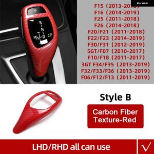 BMW カーボン ABS F30 F10 F15 F07 F20 F21 F34 F35 F31 ギアシフト ノブトリム カバー ステッカー インテリア - B Texture Red