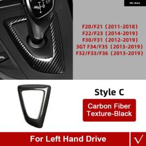 BMW カーボン ABS F30 F10 F15 F07 F20 F21 F34 F35 F31 ギアシフト ノブトリム カバー ステッカー インテリア - C Texture Black