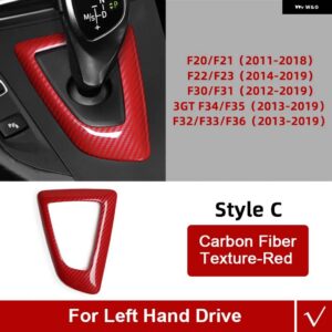 BMW カーボン ABS F30 F10 F15 F07 F20 F21 F34 F35 F31 ギアシフト ノブトリム カバー ステッカー インテリア - C Texture Red