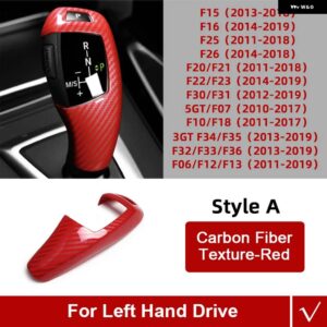 BMW カーボン ABS F30 F10 F15 F07 F20 F21 F34 F35 F31 ギアシフト ノブトリム カバー ステッカー インテリア - A Texture Red
