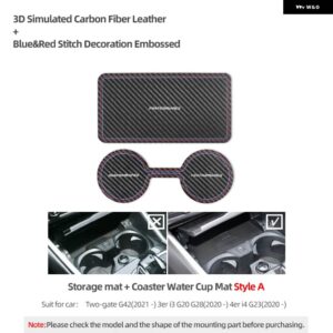 BMW 滑り止め コースターカップホルダー 収納マットアルカンターラ G20 G23 G28 3 4シリーズ M パフォーマンス インテリア - Carbon Fiber Style A