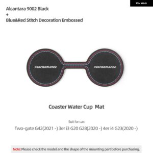 BMW 滑り止め コースターカップホルダー 収納マットアルカンターラ G20 G23 G28 3 4シリーズ M パフォーマンス インテリア - 9002 Cup Mat