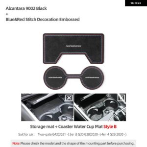 BMW 滑り止め コースターカップホルダー 収納マットアルカンターラ G20 G23 G28 3 4シリーズ M パフォーマンス インテリア - 9002 Style B