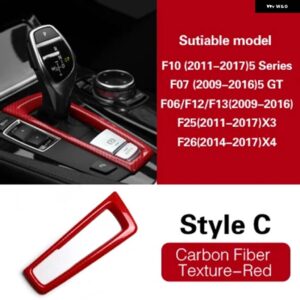 BMW カー ABS ギアシフト ノブカバー ギアシフト シフター ステッカー F10 F07 F06 F12 F13 F25 F26 X3 X4 5 GT 5シリーズ - Style C Red