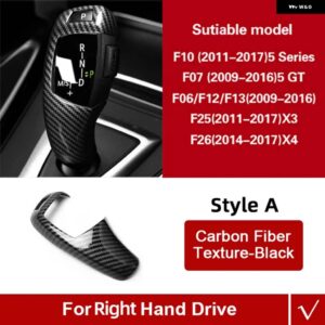 BMW カー ABS ギアシフト ノブカバー ギアシフト シフター ステッカー F10 F07 F06 F12 F13 F25 F26 X3 X4 5 GT 5シリーズ - Style A Black RHD