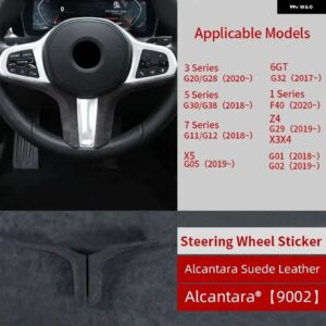 BMW アルカンターラ ステアリングホイール カバー トリム ステッカー F40 G20 G28 G05 G30 G32 G38 G11 G01 G02 6GT 3シリーズ - Alcantara 9002