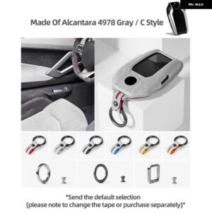 BMW アルカンターラ LCD キーケースカバー バッグ F20 G20 G30 X1 X3 X4 X5 G05 X6 X7 G11 F15 F16 G01 G02 ホルダー シェル - 4978 Gray Style C