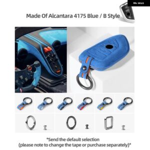 BMW アルカンターラ LCD キーケースカバー バッグ F20 G20 G30 X1 X3 X4 X5 G05 X6 X7 G11 F15 F16 G01 G02 ホルダー シェル - 4175 Blue Style B