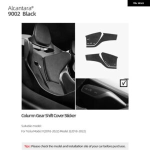 テスラ アルカンターラモデル 3 Y 2018-2022 列 ギアシフト レバートリム カバー パッチ ステッカー 装飾 インテリア - 9002 black