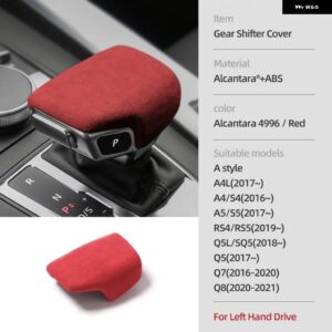 アウディ アルカンターラ ギアシフト ノブカバー A4 B9 B8 B7 A4L A6 A7 Q5 SQ5 Q7 Q8 インテリア フレームトリム ステッカー カー - Style A Red LHD
