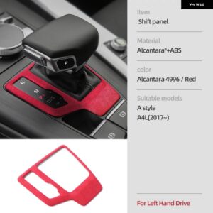 アウディ アルカンターラ ギアシフト ノブカバー A4 B9 B8 B7 A4L A6 A7 Q5 SQ5 Q7 Q8 インテリア フレームトリム ステッカー カー - Gear Shift Red LHD