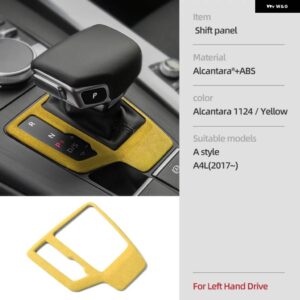 アウディ アルカンターラ ギアシフト ノブカバー A4 B9 B8 B7 A4L A6 A7 Q5 SQ5 Q7 Q8 インテリア フレームトリム ステッカー カー - A Yellow LHD