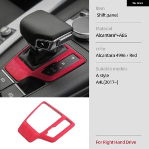 アウディ アルカンターラ ギアシフト ノブカバー A4 B9 B8 B7 A4L A6 A7 Q5 SQ5 Q7 Q8 インテリア フレームトリム ステッカー カー - Gear Shift Red RHD