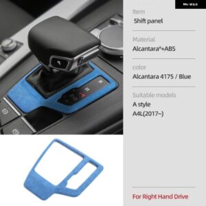 アウディ アルカンターラ ギアシフト ノブカバー A4 B9 B8 B7 A4L A6 A7 Q5 SQ5 Q7 Q8 インテリア フレームトリム ステッカー カー - Gear Shift Blue RHD