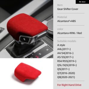 アウディ アルカンターラ ギアシフト ノブカバー A4 B9 B8 B7 A4L A6 A7 Q5 SQ5 Q7 Q8 インテリア フレームトリム ステッカー カー - Style A Red RHD