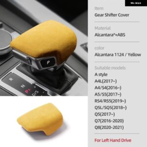 アウディ アルカンターラ ギアシフト ノブカバー A4 B9 B8 B7 A4L A6 A7 Q5 SQ5 Q7 Q8 インテリア フレームトリム ステッカー カー - Style A Yellow LHD