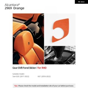 BMW ギアシフト パネル トリム ステッカー G30 G38 5GT 6GTシリーズ 2022-2017 アルカンターラセンターコントロールベースカバー - 2969 Orange RHD
