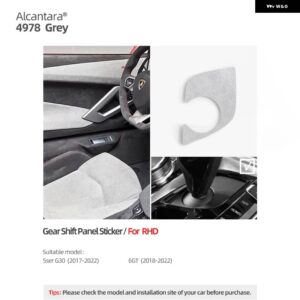 BMW ギアシフト パネル トリム ステッカー G30 G38 5GT 6GTシリーズ 2022-2017 アルカンターラセンターコントロールベースカバー - 4978 Gray RHD