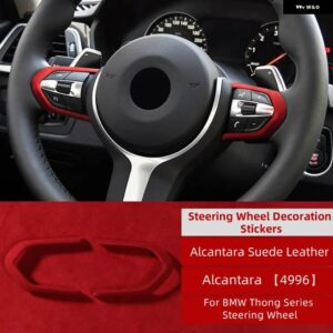 BMW アルカンターラ F22 F23 F20 F21 F30 F32 F33 F34 F36 F15 F16 M スポーツ ステアリングホイール ボタン カバー トリム ステッカー カー - ALCANTARA Red