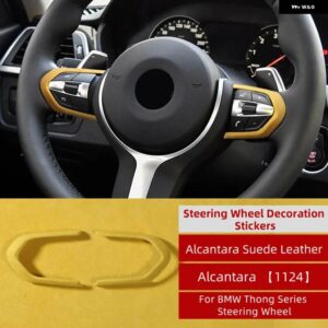BMW アルカンターラ F22 F23 F20 F21 F30 F32 F33 F34 F36 F15 F16 M スポーツ ステアリングホイール ボタン カバー トリム ステッカー カー - ALCANTARA Yellow