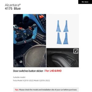 テスラ ウィンドウ コントロールパネル トリム ステッカー モデル 3 モデル Y 2023-2018 アルカンターラドア昇降 スイッチ ボタン 装 - Blue 4175