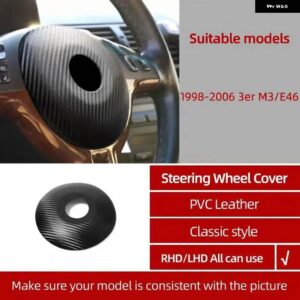 BMW 製アルカンタララップ ステアリングホイール ABS カバー 装飾 ステッカー M3 E46 1998-2006 3シリーズオートチューニング - PVC Leather