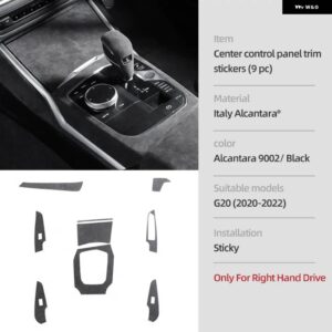 BMW G20 320I 325I 330I アルカンターラ インテリア トリム ステアリングホイール フレームカーセンターコンソール カバー パネル ステッカー - 9pcs RHD