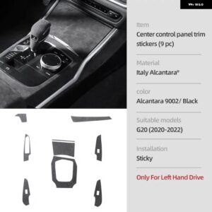 BMW G20 320I 325I 330I アルカンターラ インテリア トリム ステアリングホイール フレームカーセンターコンソール カバー パネル ステッカー - 9pcs LHD