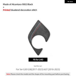 BMW G30 G32 G38 センターコンソール ギアシフター パネル トリム カバー パフォーマンス ステッカー アルカンターラ インテリア - 9002 Black LHD