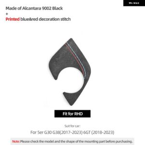 BMW G30 G32 G38 センターコンソール ギアシフター パネル トリム カバー パフォーマンス ステッカー アルカンターラ インテリア - 9002 Black RHD