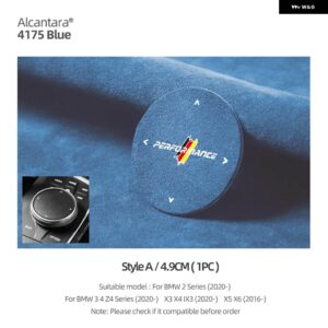 BMW アルカンターラマルチメディアボタン カバー トリム ノブ ステッカー F30 F20 F21 G20 G28 2/3/5/7シリーズ X3 X4 X5 E70 X6 E71 F10 - Style A Blue
