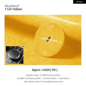 BMW アルカンターラ G20 G22 G28 X3 G01 X4 G02 X5 E70 X6 F10 F07 M パフォーマンスマルチメディアボタン ノブ ステッカー カー - Style A Yellow