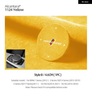 BMW アルカンターラ G20 G22 G28 X3 G01 X4 G02 X5 E70 X6 F10 F07 M パフォーマンスマルチメディアボタン ノブ ステッカー カー - Style B Yellow
