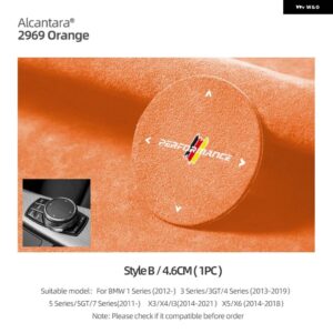 BMW アルカンターラ G20 G22 G28 X3 G01 X4 G02 X5 E70 X6 F10 F07 M パフォーマンスマルチメディアボタン ノブ ステッカー カー - Style B Orange