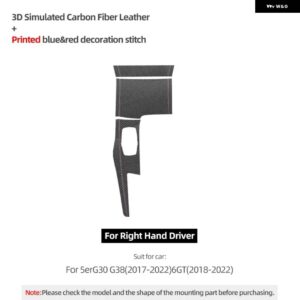 BMW 5シリーズ G30 G38 G32 2022-2017 アルカンターラ ワープカーセンターコンソール ギアシフト パネル TUNNG トリム ステッカー - Carbon Leather RHD