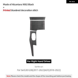 BMW 5シリーズ G30 G38 G32 2022-2017 アルカンターラ ワープカーセンターコンソール ギアシフト パネル TUNNG トリム ステッカー - 9002 Black RHD